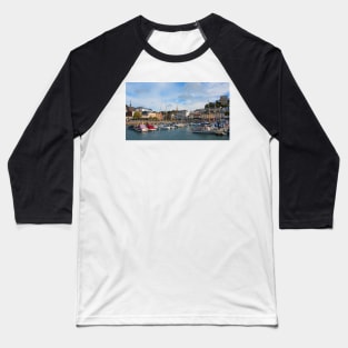 A sunny view across the boats moored in the harbour of the Devonshire seaside town of Torquay. Baseball T-Shirt